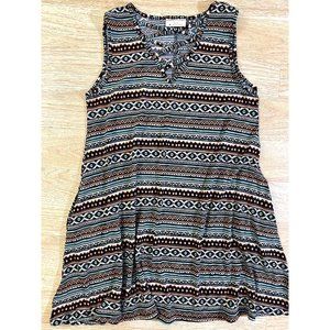 Bobbie Brooks Comfy Sun Dress Tribal Print V Neck